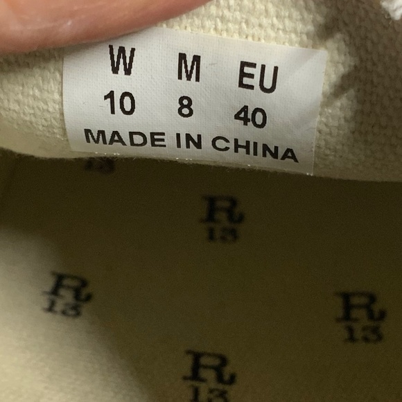 R13 100% Cotton Canvas Slip On Sneakers Rubber Sole Very Clean Women Sz 10 - Picture 10 of 13